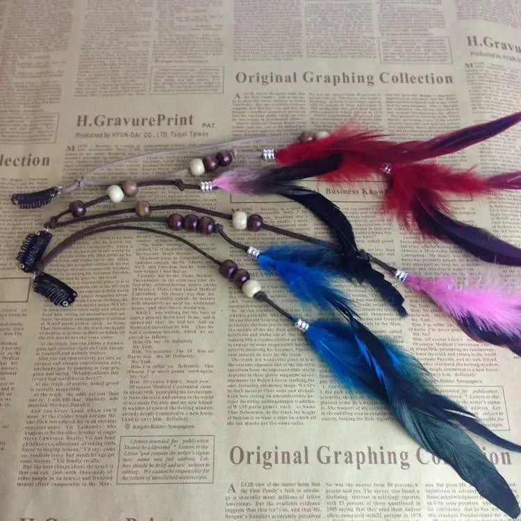 Böhmisches Feder-Haarband für Damen, festliche Maskerade, Karneval, Hippies, Kostüm, indischer Abschlussball, Zigeuner, lange Quaste, Haarschmuck Festival Outfits | Techno Shirts | Rave Clothing