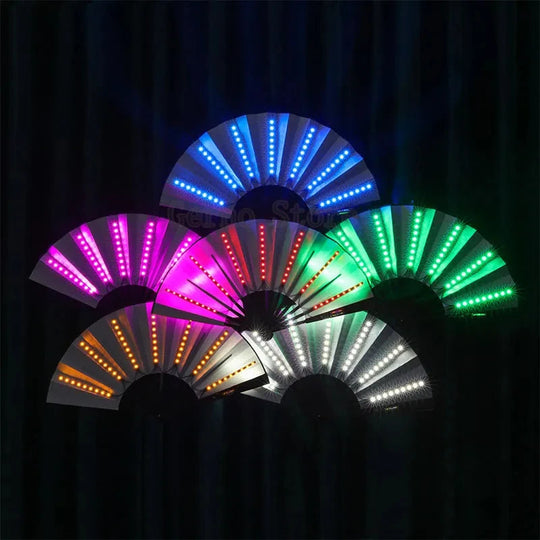 Glow Folding Led Fan Tanzen Licht Fan Nacht Show Halloween Weihnachten Rave Festival Zubehör Glow In The Dark Party Supplies Festival Outfits | Techno Shirts | Rave Clothing