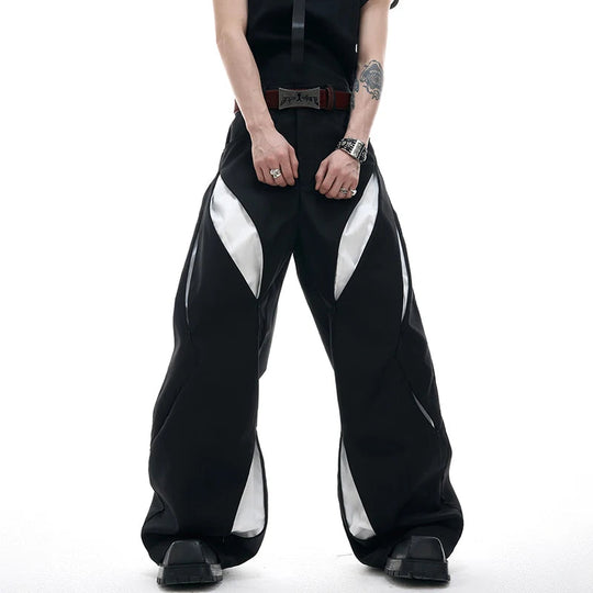 LUZHEN Personalisierte Original Streetwear Trendy Aushöhlen Patchwork Design Lose Breite Bein Casual Hosen Männer 2025, Hosen JY1701 Festival Outfits | Techno Shirts | Rave Clothing