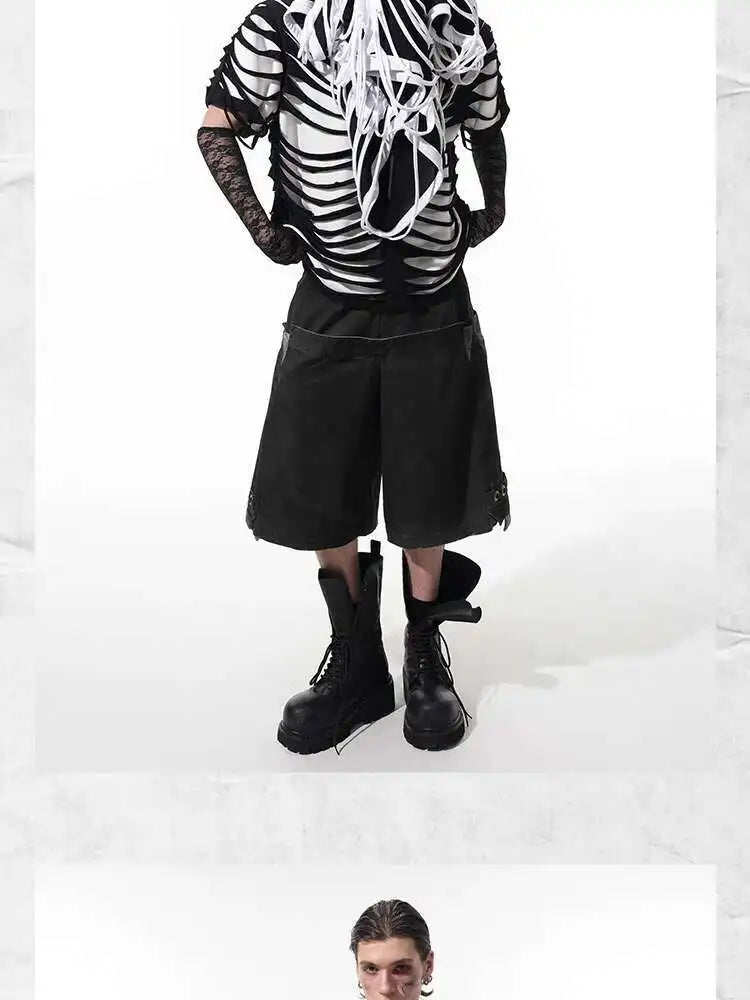 LUZHEN 2025 Sommer Neue Original Personalisierte Aushöhlen Patchwork Design Gefälschte Zwei Stück T-shirts männer High Street Tops JY1125 Festival Outfits | Techno Shirts | Rave Clothing