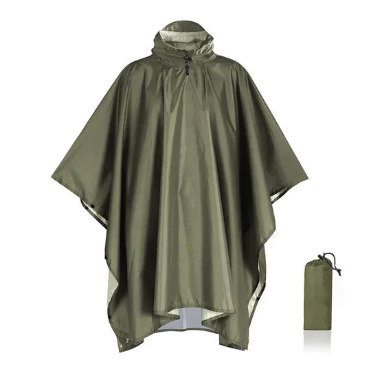 3-in-1-Militär-Regenmantel für den Außenbereich, mit Kapuze, wasserdicht, Regenponcho, Motorrad-Regenschutz, Camping, Wandern, Reisen, Regenbekleidung, Zelt Festival Outfits | Techno Shirts | Rave Clothing