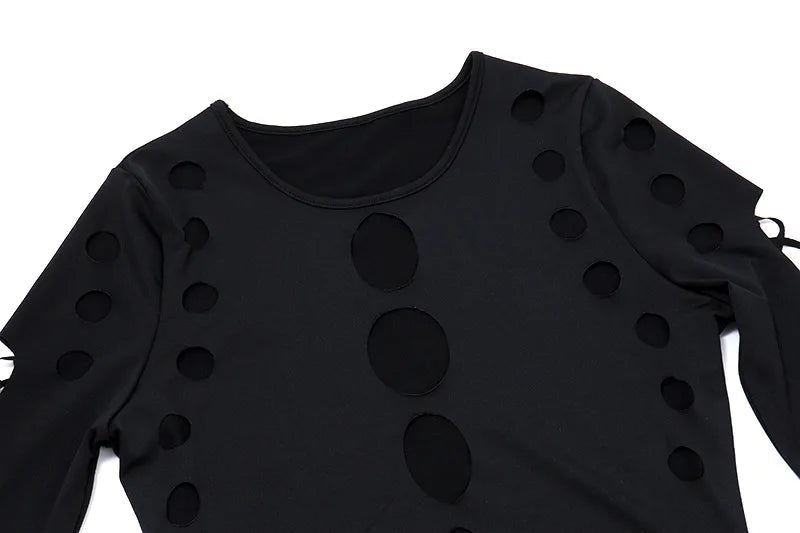 Shestyle Schwarz Aushöhlen Design Körper für Frauen Kalten Schulter Hohe Taille Sexy Halloween Heißer Dame Bodys Neue-Gefunden top Solide Festival Outfits | Techno Shirts | Rave Clothing