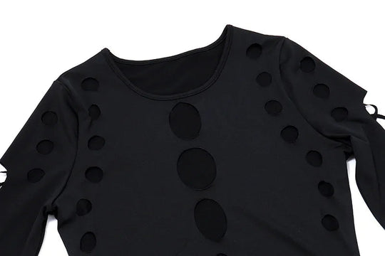 Shestyle Schwarz Aushöhlen Design Körper für Frauen Kalten Schulter Hohe Taille Sexy Halloween Heißer Dame Bodys Neue-Gefunden top Solide Festival Outfits | Techno Shirts | Rave Clothing