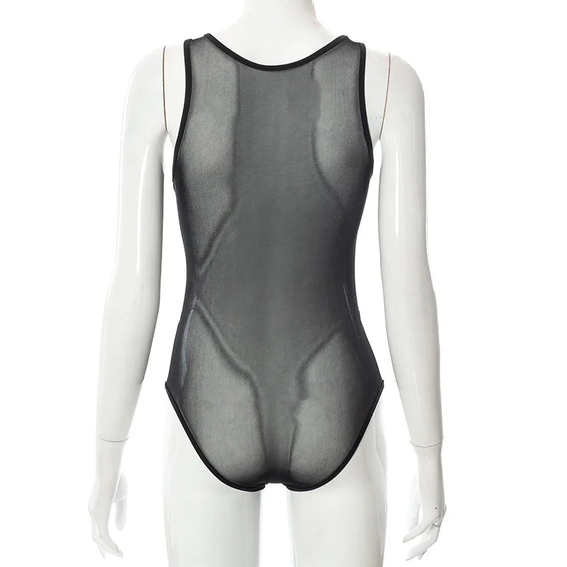 2024 neue durchsichtige Mesh aushöhlen Bodysuit Frauen Sommer lila Patchwork Bodys sexy Bade bekleidung Frauen Festival Outfit Korsett Top Festival Outfits | Techno Shirts | Rave Clothing