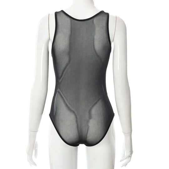 2024 neue durchsichtige Mesh aushöhlen Bodysuit Frauen Sommer lila Patchwork Bodys sexy Bade bekleidung Frauen Festival Outfit Korsett Top Festival Outfits | Techno Shirts | Rave Clothing