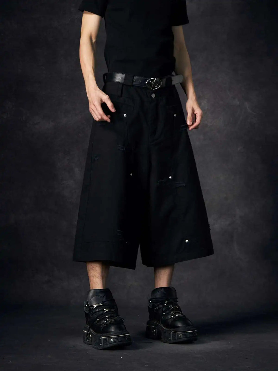 LUZHEN Streifen Patchwork Einfarbig Geerntete Hosen Männer 2025, Neue Lose Gerade Straße Casual Shorts Hosen Männliche Kleidung JY1609 Festival Outfits | Techno Shirts | Rave Clothing