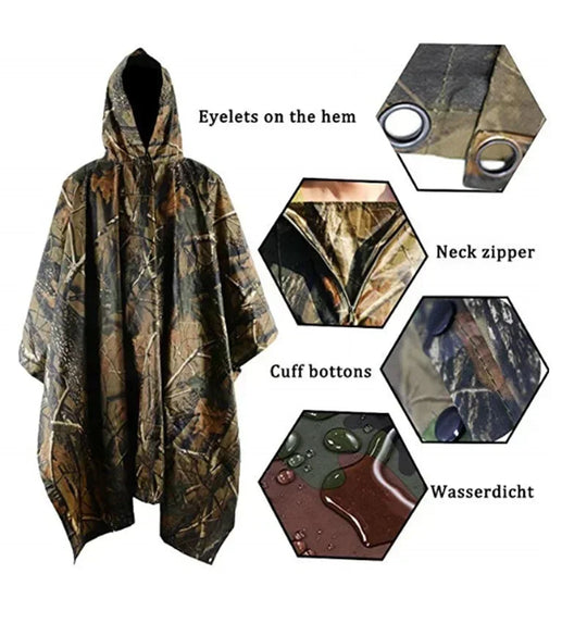 3-in-1 multifunktionaler Regenmantel, Rucksack, Regenschutz, Wandern, Radfahren, Poncho, wasserdichtes Zelt, Outdoor, Camping, Schattenzelt, Picknickmatte Festival Outfits | Techno Shirts | Rave Clothing