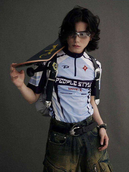 LUZHEN Original Hohe Qualität Schnell Trocknend Kurzarm T-shirts Männer 2025, Sommer Brief Farbe Kontrast Gedruckt Casual Tops JY1591 Festival Outfits | Techno Shirts | Rave Clothing