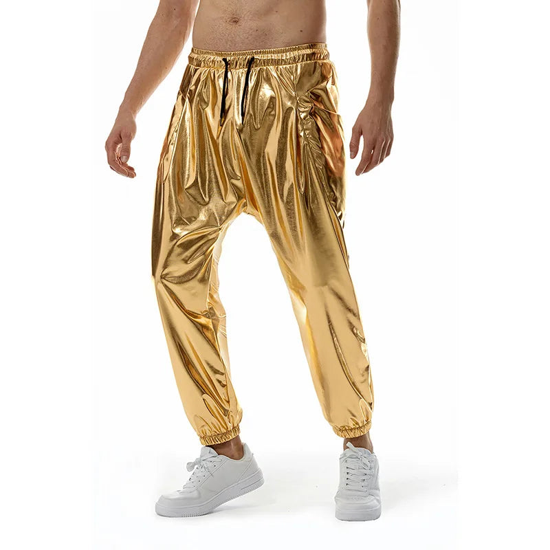 Herren-Sets, glänzende metallische Anzüge, Disco für Erwachsene, 2-teiliges Outfit, Jacke, Hose, Halloween, Anzieh, Nachtclub, Tanz, Rave, Cosplay-Kostüm Festival Outfits | Techno Shirts | Rave Clothing