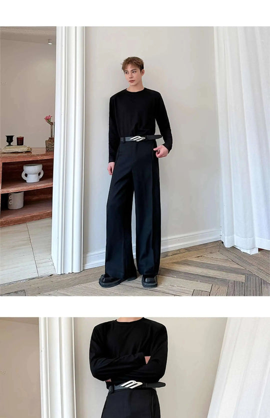 LUZHEN 2025 Frühjahr Neue Koreanische Einfarbig Casual Anzug Hosen Männer Mode Lose Dreidimensionale Spleißen Design Hosen LZ9369 Festival Outfits | Techno Shirts | Rave Clothing