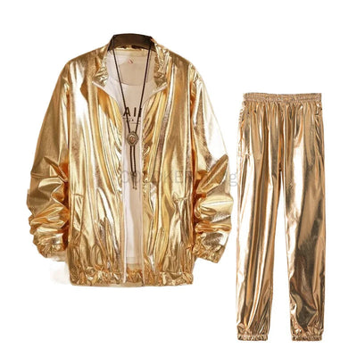 2-teiliges Festival Outfit Herren // Metallic Jacke, Hose