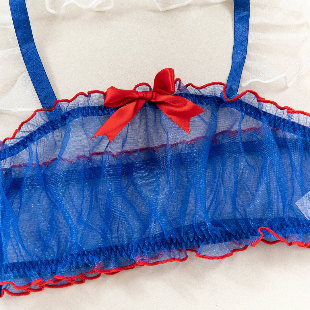 Ellolace Erotik Cosplay Sexy Kostüm Transparent Mesh Rollenspiel Outfit Rüschenbesatz Onlyfans Disguise Strumpfgürtel Exotische Sets Festival Outfits | Techno Shirts | Rave Clothing