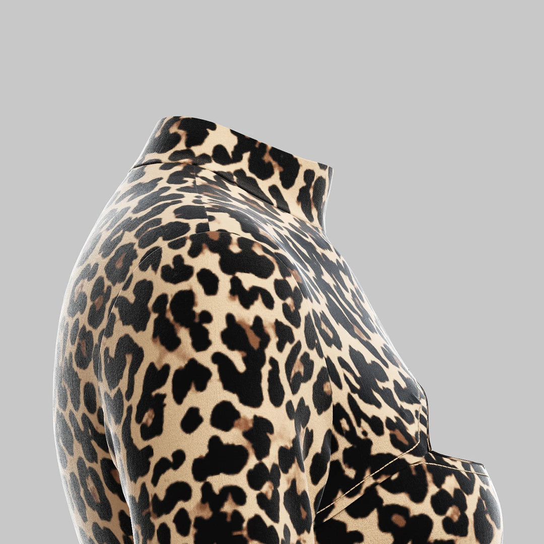 Mia Muse Damen-T-Shirts für alle Jahreszeiten, französische, sexy, ausgeschnittene, langärmlige, modische T-Shirts mit Leopardenmuster und Rundhalsausschnitt Festival Outfits | Techno Shirts | Rave Clothing