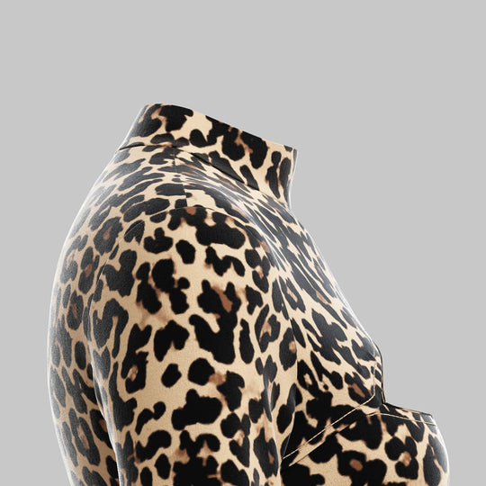 Mia Muse Damen-T-Shirts für alle Jahreszeiten, französische, sexy, ausgeschnittene, langärmlige, modische T-Shirts mit Leopardenmuster und Rundhalsausschnitt Festival Outfits | Techno Shirts | Rave Clothing