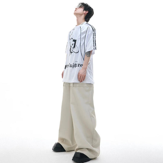 LUZHEN 2025 Sommer Hohe Qualität Farbe Kontrast Gedruckt Schulter Pad Tops Männer Trendy Hübsche Lose Straße Casual T-shirts JY 1713 Festival Outfits | Techno Shirts | Rave Clothing