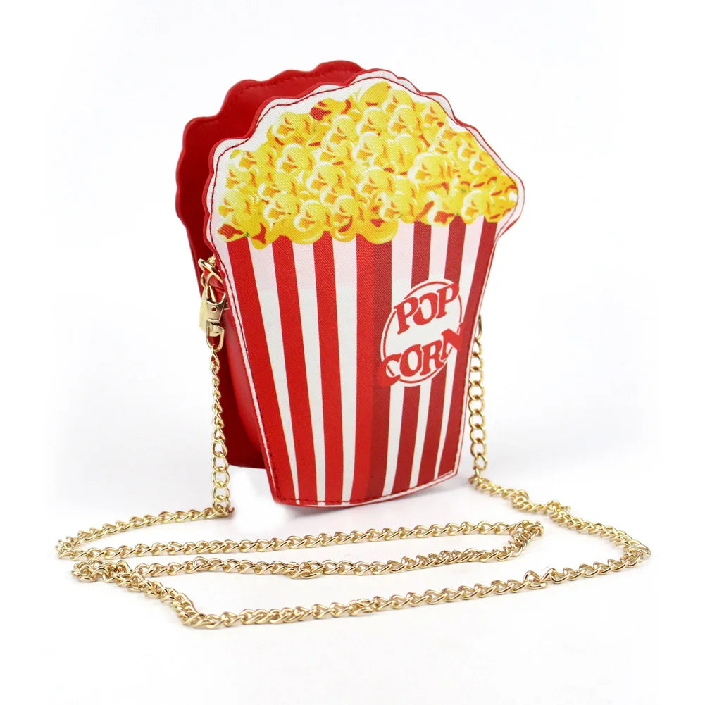 Cute Popcorn Shoulder Bag for Woman Cupcake Hamburger Chain Bag Causal Handbag Purse Clutch Cute Popcorn Crossbody Messenger Bag Festival Outfits | Techno Shirts | Rave Clothing