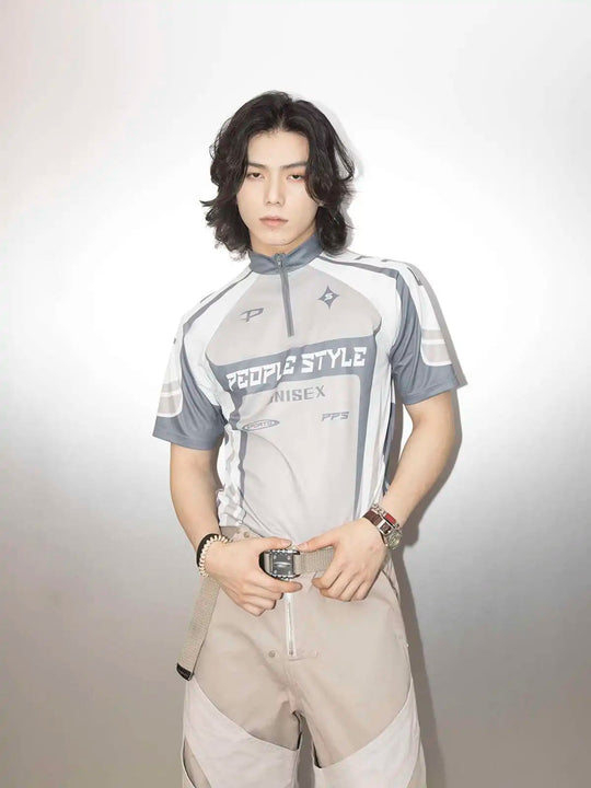 LUZHEN Original Hohe Qualität Schnell Trocknend Kurzarm T-shirts Männer 2025, Sommer Brief Farbe Kontrast Gedruckt Casual Tops JY1591 Festival Outfits | Techno Shirts | Rave Clothing