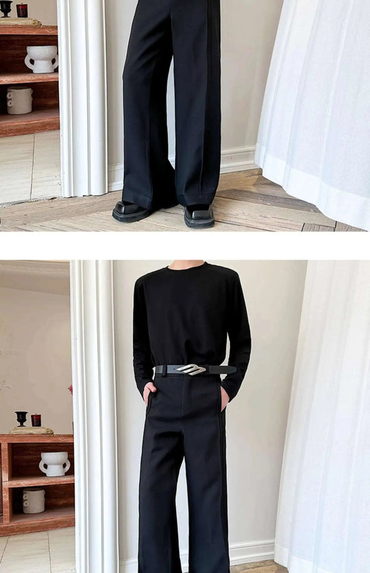 LUZHEN 2025 Frühjahr Neue Koreanische Einfarbig Casual Anzug Hosen Männer Mode Lose Dreidimensionale Spleißen Design Hosen LZ9369 Festival Outfits | Techno Shirts | Rave Clothing