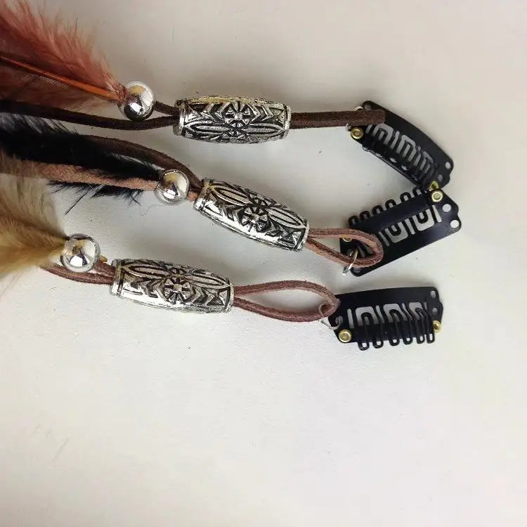 Böhmisches Feder-Haarband für Damen, festliche Maskerade, Karneval, Hippies, Kostüm, indischer Abschlussball, Zigeuner, lange Quaste, Haarschmuck Festival Outfits | Techno Shirts | Rave Clothing