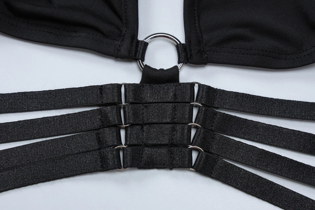 Dulzura Sexy aushöhlen 2-teiliges Hosen-Set mit langen Ärmeln, rückenfreiem, schmalem Crop-Top und Schlaghose, passendes Set, Party, Club, Streetwear Festival Outfits | Techno Shirts | Rave Clothing