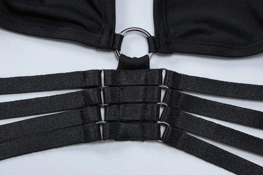 Dulzura Sexy aushöhlen 2-teiliges Hosen-Set mit langen Ärmeln, rückenfreiem, schmalem Crop-Top und Schlaghose, passendes Set, Party, Club, Streetwear Festival Outfits | Techno Shirts | Rave Clothing