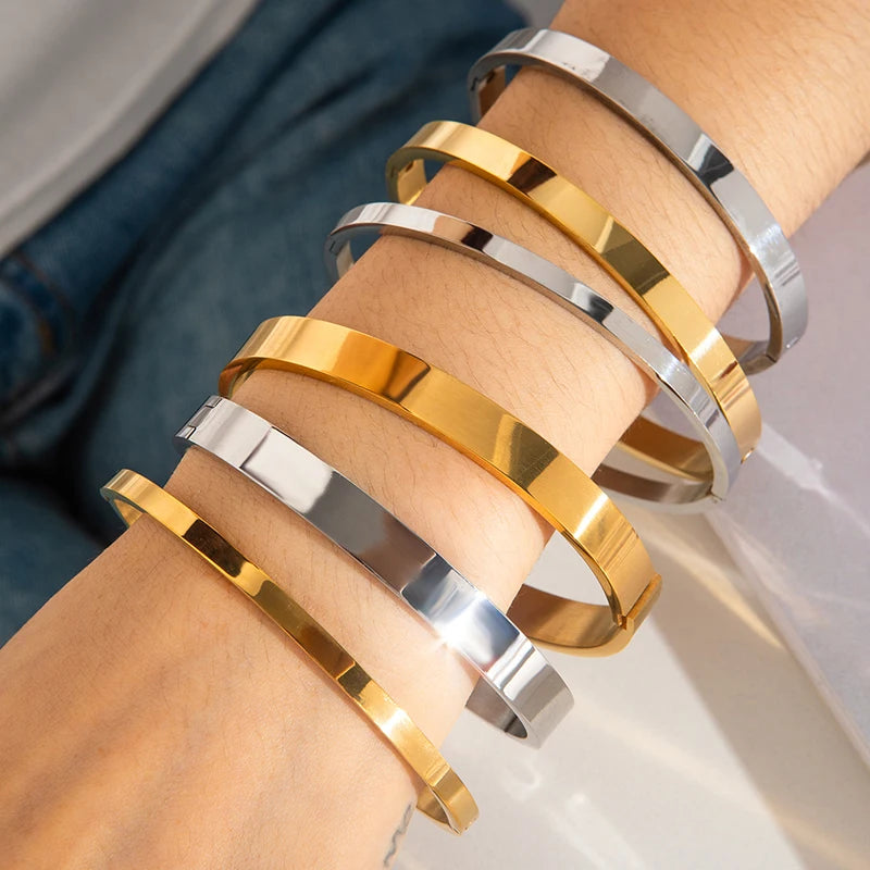 ANENJERY 316L Edelstahl Glatte Intarsien Zirkon Herz Armband für Frauen Männer Einfache Mode Temperament Schmuck Geschenke Täglich Festival Outfits | Techno Shirts | Rave Clothing