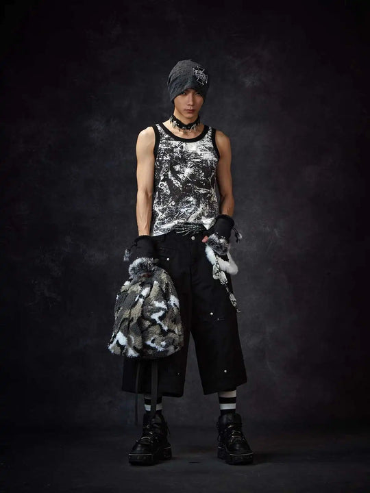 LUZHEN Streifen Patchwork Einfarbig Geerntete Hosen Männer 2025, Neue Lose Gerade Straße Casual Shorts Hosen Männliche Kleidung JY1609 Festival Outfits | Techno Shirts | Rave Clothing