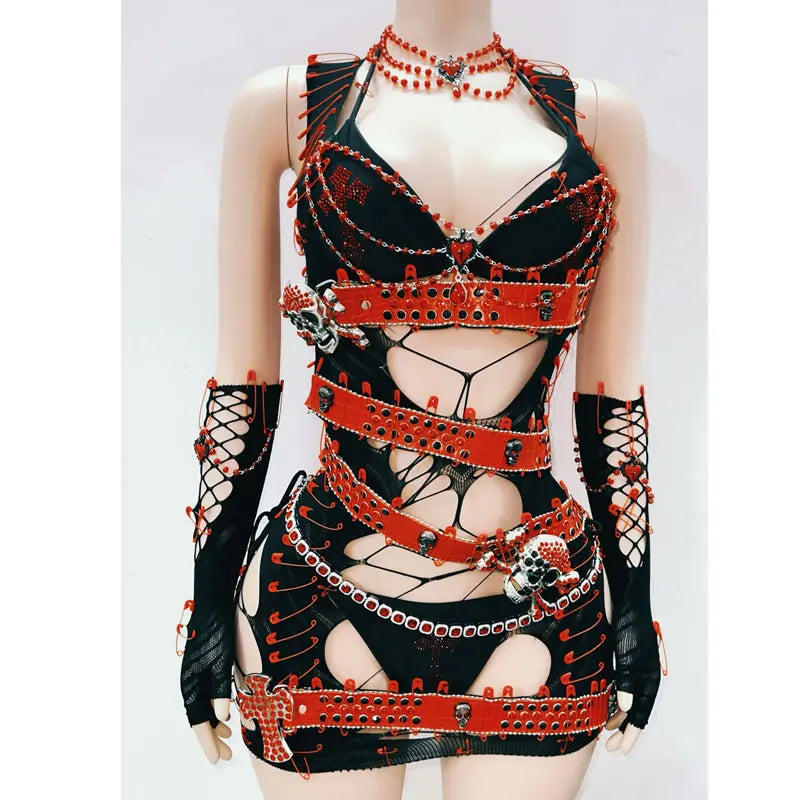Totenkopfkleid Harajuku Kleid Y2K Kleid Sexy Kleid Einzigartiges Kleid Kreuzkleid Gothic Kleidung Y2K Kleidung Vintage Kleid Y2K Mode Festival Outfits | Techno Shirts | Rave Clothing