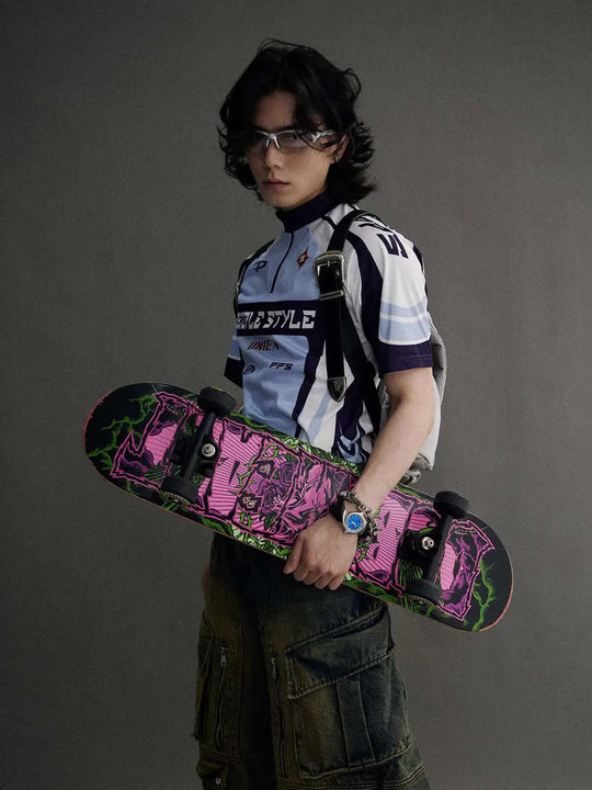 LUZHEN Original Hohe Qualität Schnell Trocknend Kurzarm T-shirts Männer 2025, Sommer Brief Farbe Kontrast Gedruckt Casual Tops JY1591 Festival Outfits | Techno Shirts | Rave Clothing