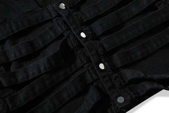 y2k Jeansweste mit Kapuze | Rave Outfit Herren Festival Outfits | Techno Shirts | Rave Clothing