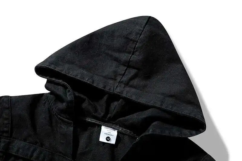 y2k Jeansweste mit Kapuze | Rave Outfit Herren Festival Outfits | Techno Shirts | Rave Clothing