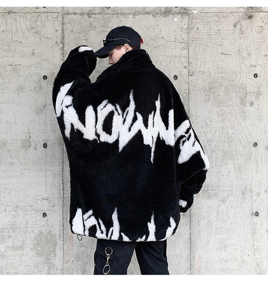 Mauroicardi Winter Übergroße Verdickte Warme Flauschige Kunstpelz Jacke Männer Raglan Langarm Zip Up Luxus Designer Kleidung 2022 Festival Outfits | Techno Shirts | Rave Clothing