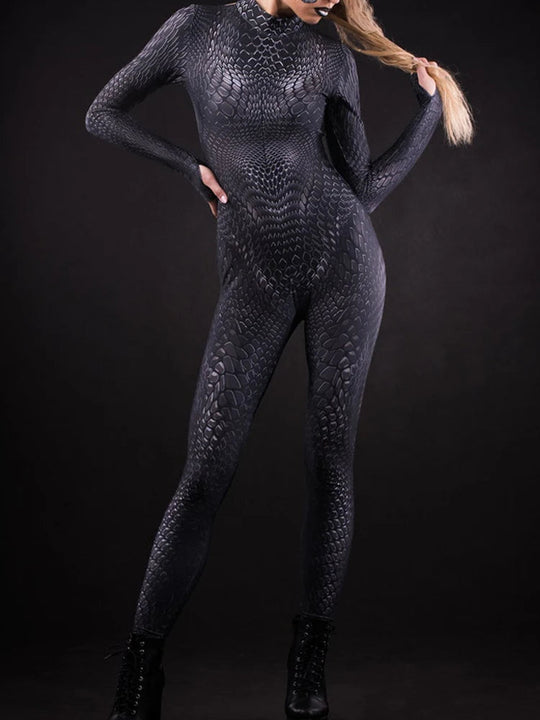 Black Snake Jumpsuit Women Sexy Zentai Suit Gothic Morphsuit Animal Bodysuits Women Rave Costume Halloween Festival Party Outfit Festival Outfits | Techno Shirts | Rave Clothing