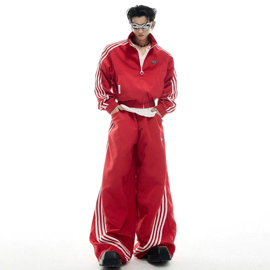 Baggy Rave Hose - rot | Rave Outfits | Techno Shirts | Rave Clothing Baggy Breite Bein