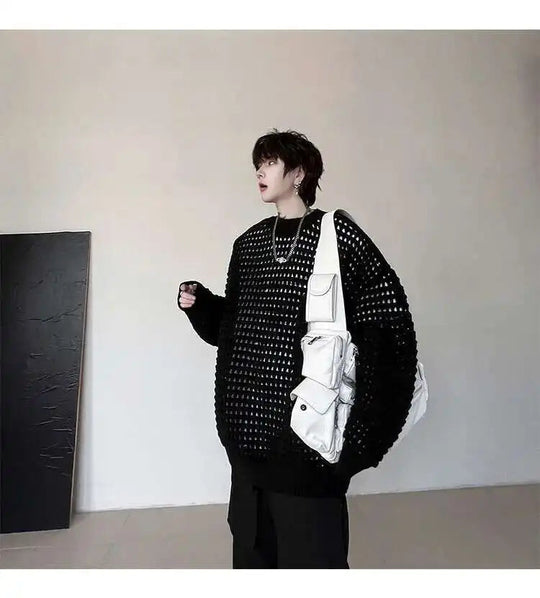 Gestrickter Pullover 2025, Baggy | Hohe Qualität Männer Festival Outfits | Techno Shirts | Rave Clothing