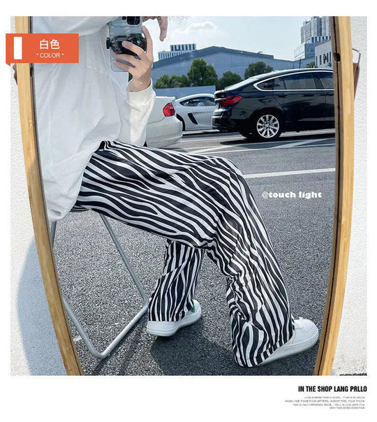 LUZHEN 2025 Sommer Farbe Kontrast Streifen Gedruckt Eis Seide Casual Hosen männer Hohe Qualität Gerade Elastische Taille Hose JY1307 Festival Outfits | Techno Shirts | Rave Clothing