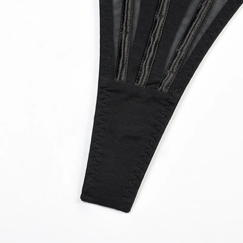 Rückenfreies Schnürkorsett-Set – Nahtlose Push-Up Unterwäsche 3-teilig Schwarz Festival Outfits | Techno Shirts | Rave Clothing