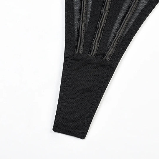 Rückenfreies Schnürkorsett-Set – Nahtlose Push-Up Unterwäsche 3-teilig Schwarz Festival Outfits | Techno Shirts | Rave Clothing