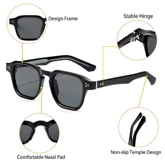CATERSIDE Klassische Quadratische Sonnenbrille Männer Core Insert Tempel Luxus Marke Sonnenbrille Frauen Reisen Strand Party Festival Geschenke Festival Outfits | Techno Shirts | Rave Clothing