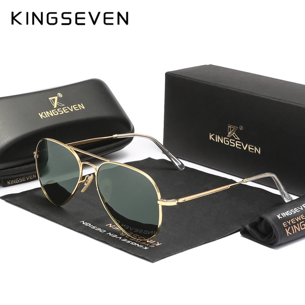 KINGSEVEN Pilot Legierung Sonnenbrille Polarisation UV400 Anti-reflexion Vollformat Parsnip Gläser Frauen Retro Luxus Brillen Festival Outfits | Techno Shirts | Rave Clothing