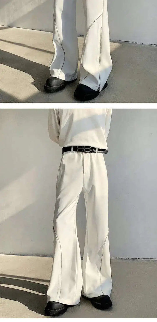 LUZHEN 2025 Frühjahr Neue Original Elegante Einfarbig Casual Hosen Herrenmode Zipper Bein Design Lose Männliche Horn Hosen LZ8361 Festival Outfits | Techno Shirts | Rave Clothing