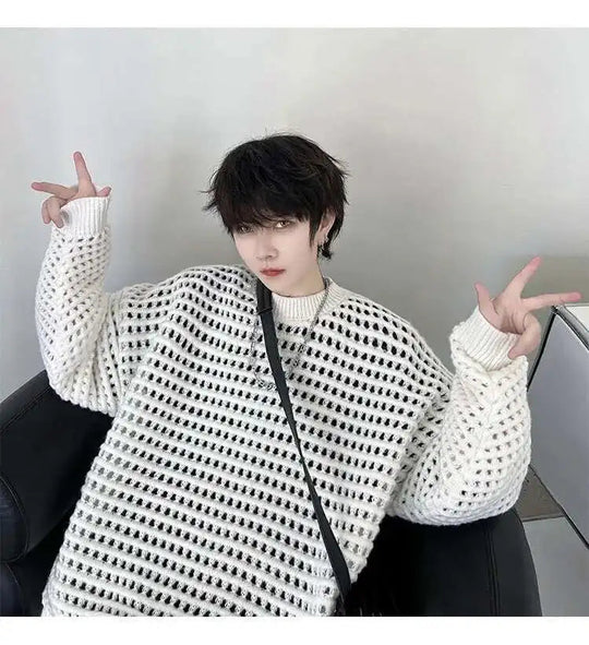 Gestrickter Pullover 2025, Baggy | Hohe Qualität Männer Festival Outfits | Techno Shirts | Rave Clothing