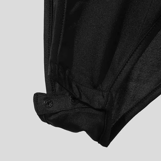 INCERUN Men Bodysuits Solid Color Hollow Out Sexy O-neck Long Sleeve Men T Shirts Rompers Streetwear 2024 Fashion Bodysuit S-3XL Festival Outfits | Techno Shirts | Rave Clothing