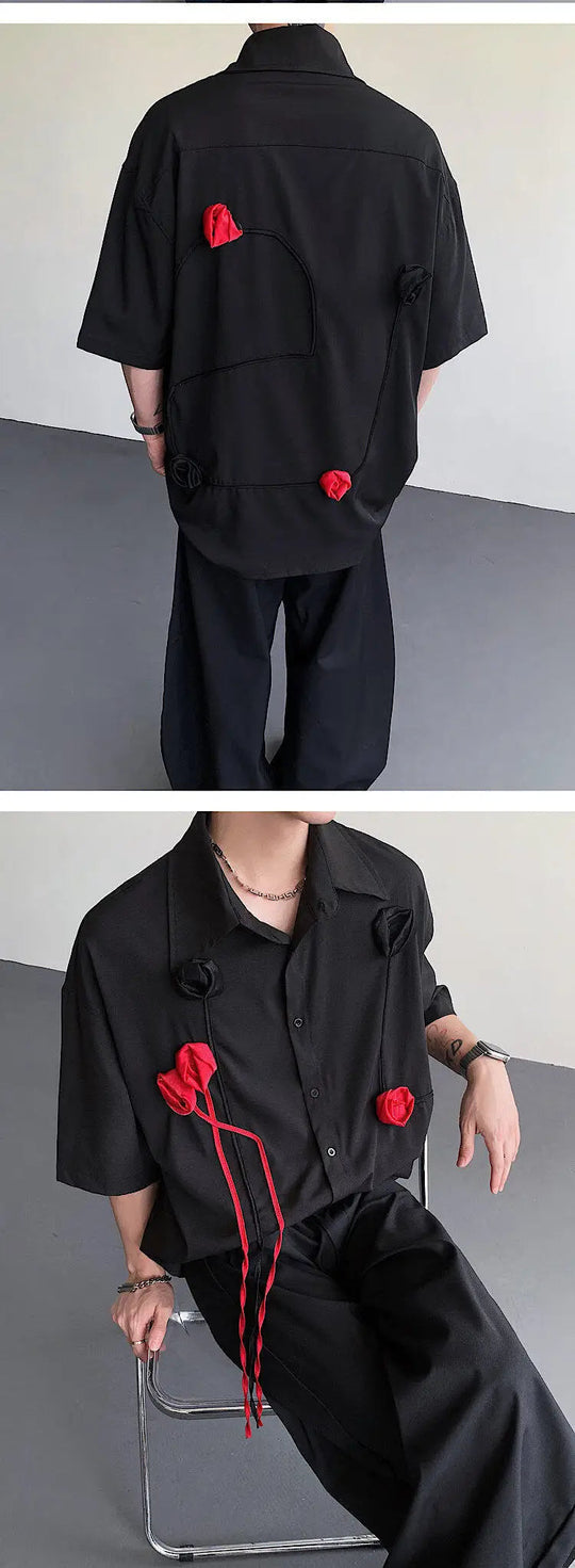 LUZHEN Original Dreidimensionale Patchwork Design Elegante Kurzarm Tops Männer der 2025 Sommer Trendy Lose Beiläufige Tops JY1625 Festival Outfits | Techno Shirts | Rave Clothing