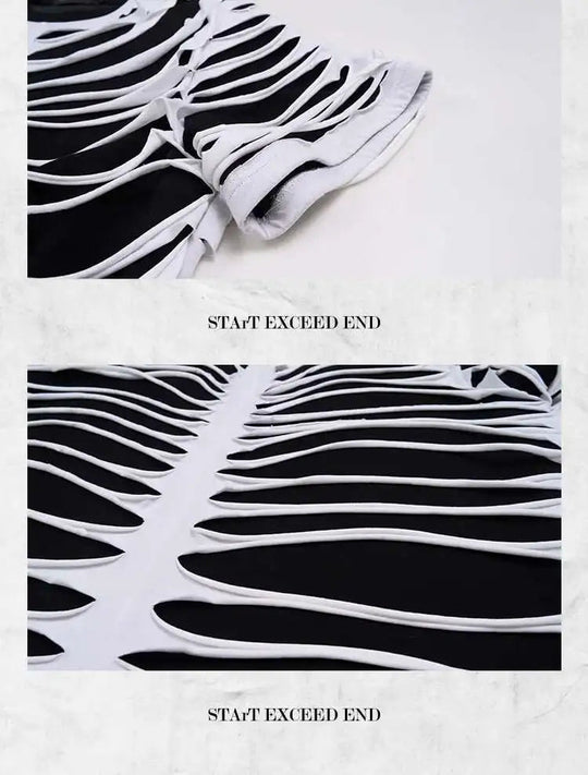 LUZHEN 2025 Sommer Neue Original Personalisierte Aushöhlen Patchwork Design Gefälschte Zwei Stück T-shirts männer High Street Tops JY1125 Festival Outfits | Techno Shirts | Rave Clothing