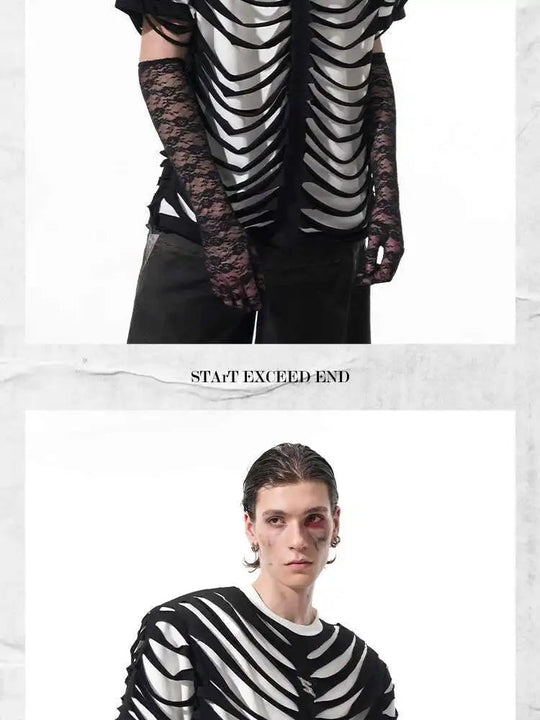 LUZHEN 2025 Sommer Neue Original Personalisierte Aushöhlen Patchwork Design Gefälschte Zwei Stück T-shirts männer High Street Tops JY1125 Festival Outfits | Techno Shirts | Rave Clothing