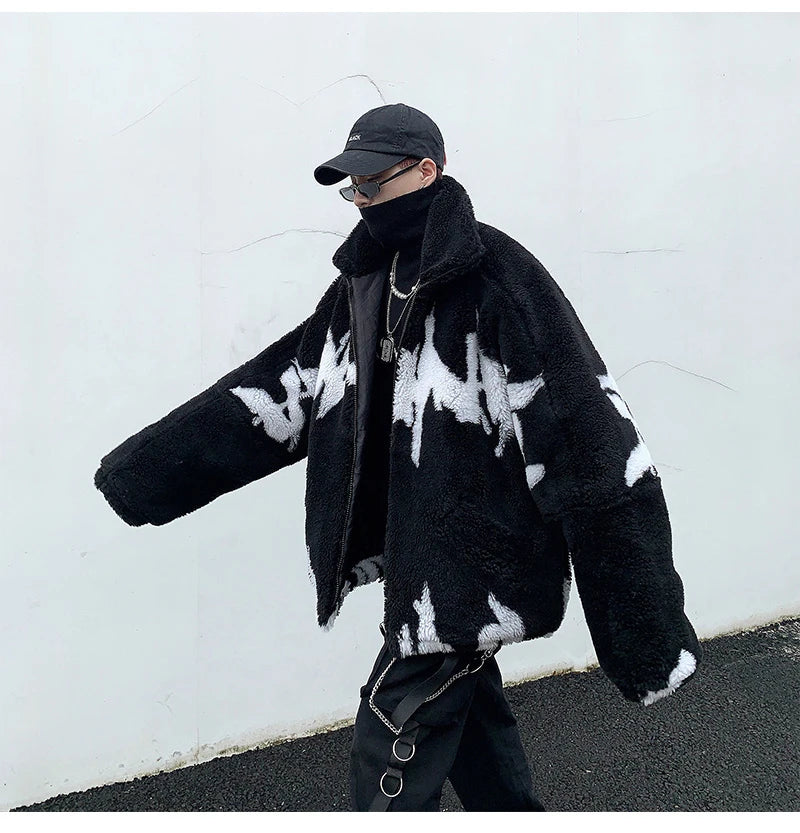 Mauroicardi Winter Übergroße Verdickte Warme Flauschige Kunstpelz Jacke Männer Raglan Langarm Zip Up Luxus Designer Kleidung 2022 Festival Outfits | Techno Shirts | Rave Clothing