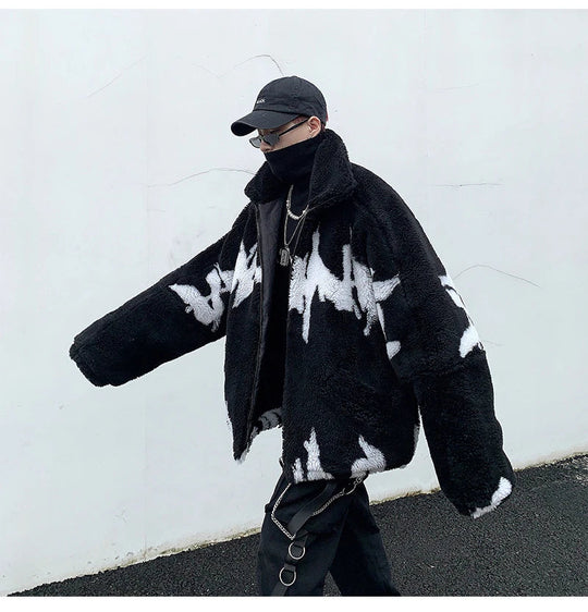 Mauroicardi Winter Übergroße Verdickte Warme Flauschige Kunstpelz Jacke Männer Raglan Langarm Zip Up Luxus Designer Kleidung 2022 Festival Outfits | Techno Shirts | Rave Clothing