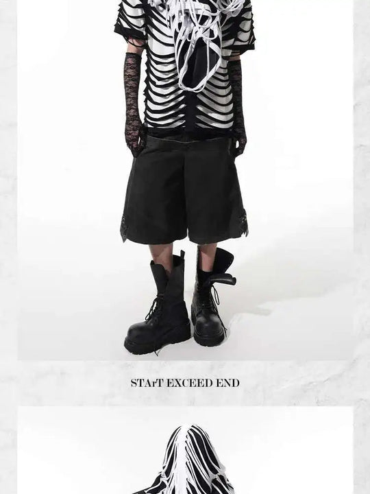 LUZHEN 2025 Sommer Neue Original Personalisierte Aushöhlen Patchwork Design Gefälschte Zwei Stück T-shirts männer High Street Tops JY1125 Festival Outfits | Techno Shirts | Rave Clothing