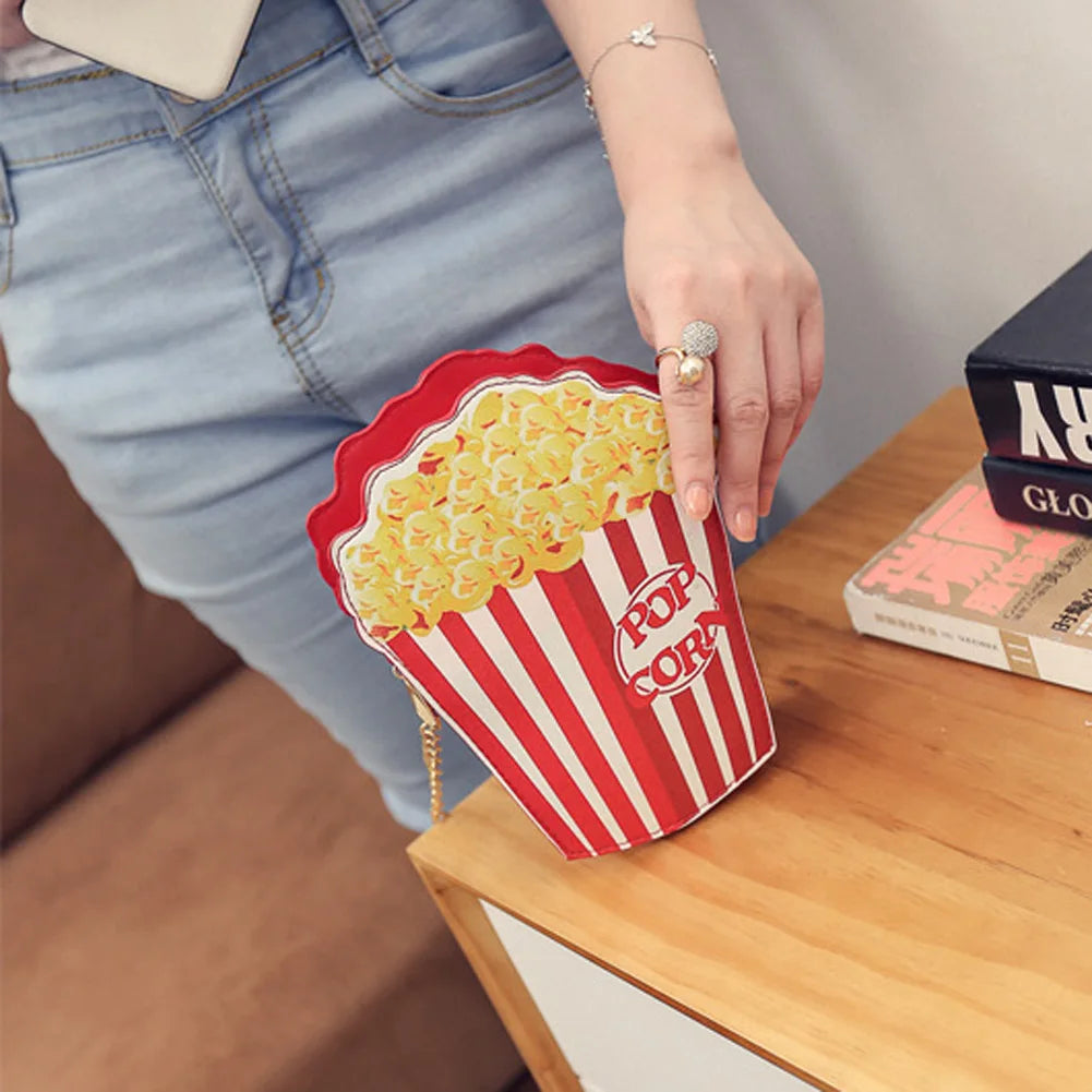Cute Popcorn Shoulder Bag for Woman Cupcake Hamburger Chain Bag Causal Handbag Purse Clutch Cute Popcorn Crossbody Messenger Bag Festival Outfits | Techno Shirts | Rave Clothing